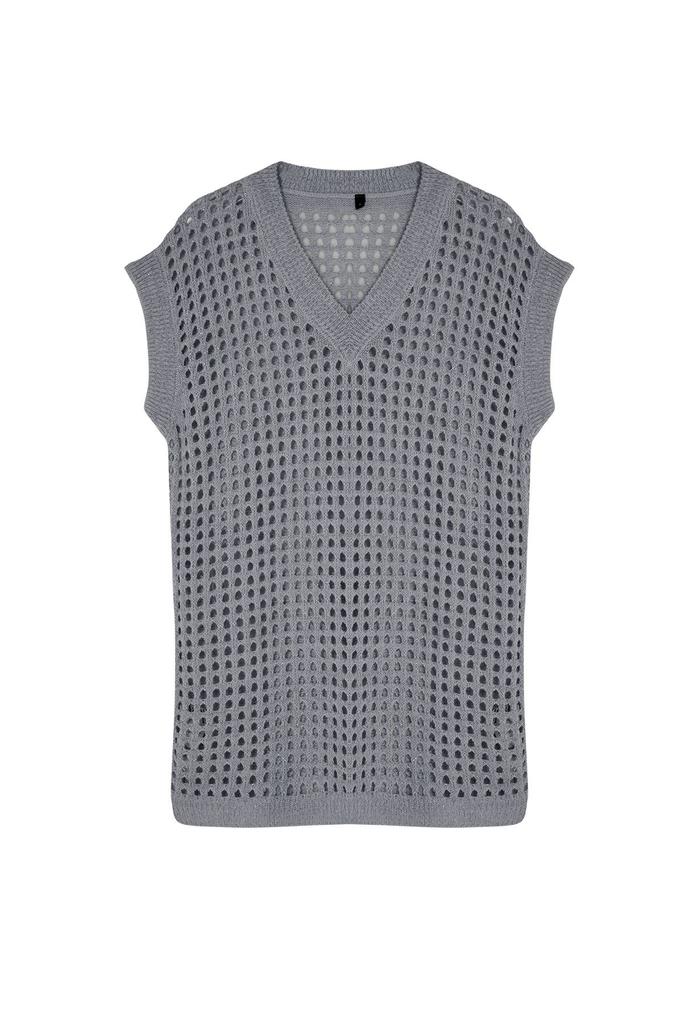 Women's Fashionable Stylish Hijab Sweater Gray Openwork Perforated Knitwear Sweater