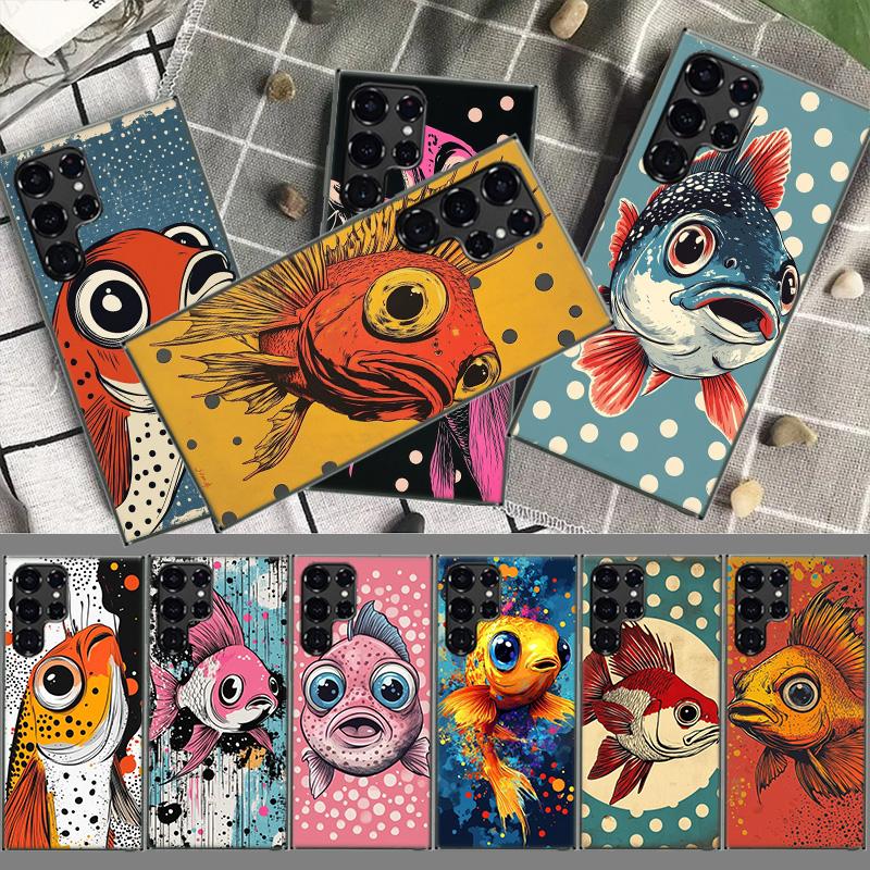 Pop Art Zeichenideen Fisch Hüllen Handyhülle für Samsung Galaxy S26 Ultra S25 Edge S24 S23 FE S21 Plus S20 S22 S10 Hülle TPU Capa