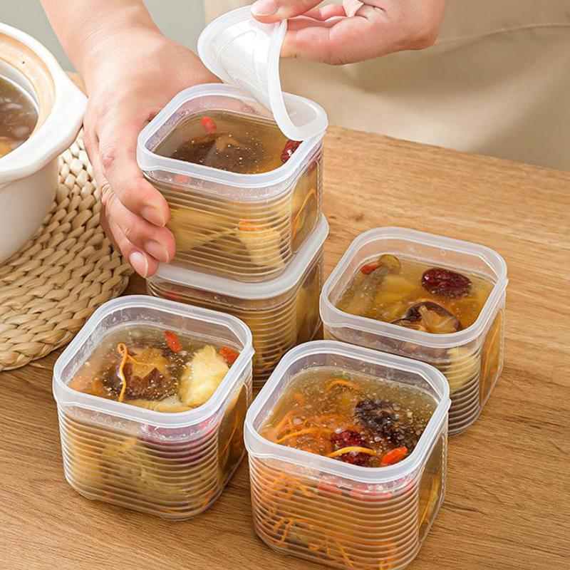 Lebensmittelaufbewahrungsbehälter 6 Fächer Gemüse Obst Frischhaltebox mit Deckel für Kühlschrank Küche Gewürz Aufbewahrungsglas