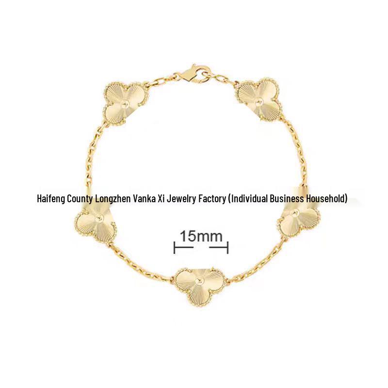 Bransoletka V Gold z Różowego Złota 18K z Koniczyną na Szczęście, Fioletowym Chalcedonem i Czerwonym Agatem dla Kobiet