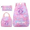 3Pcs/set Cartoon KPOP Printed Backpack with Handbag Pencil Case for Teenager Boy Girl Large Capacity Bookbag Schoolbag Mochila