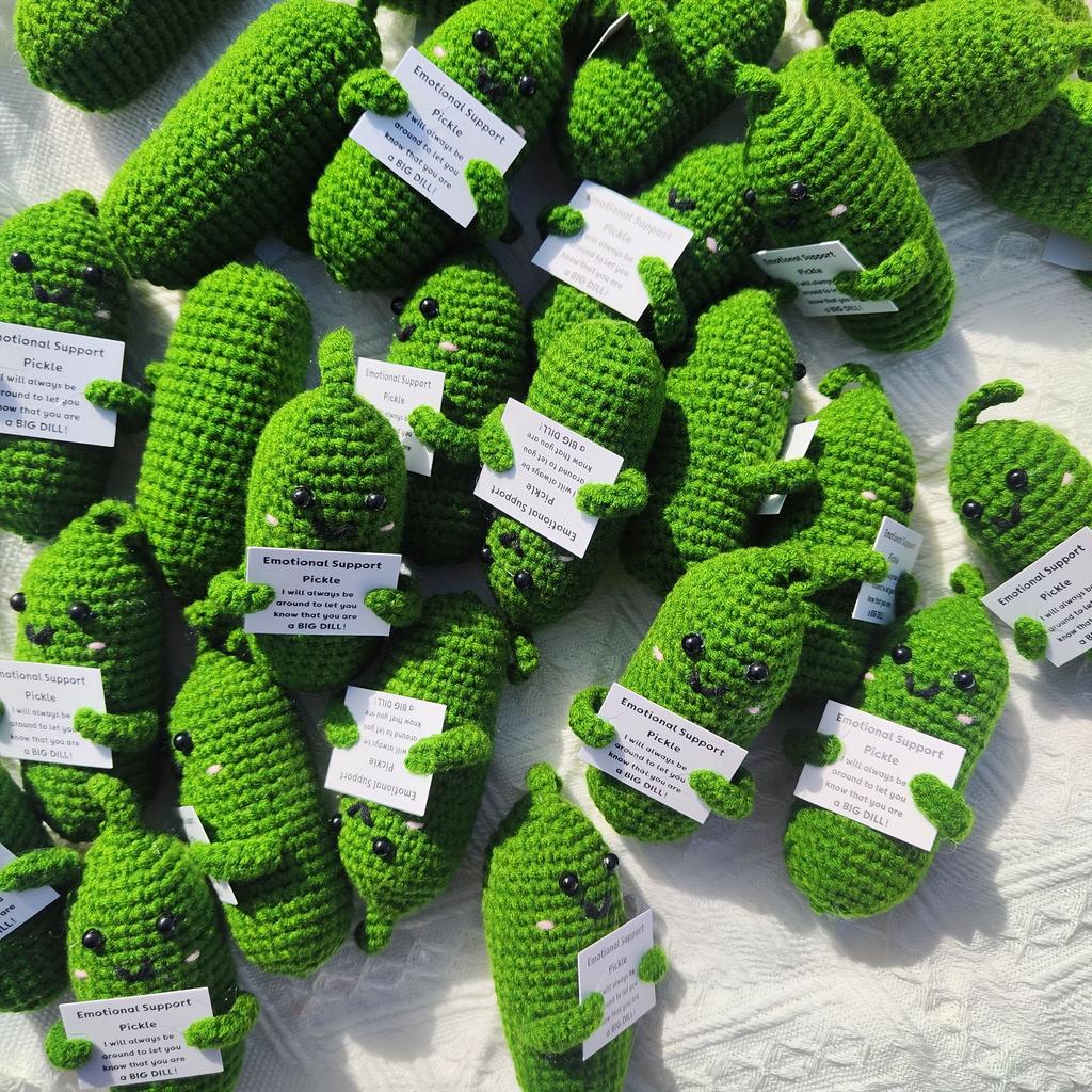 1pc Handcrafted Emotional Comfort Pickle Cucumber - Adorable Muppet Style Decorative Gift for Uniquely Quirky Charm