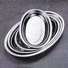 Gold/Silver Elliptical Steamed Fish Plate Stainless Steel Snack Tray Barbecue Dish  Fried Chips