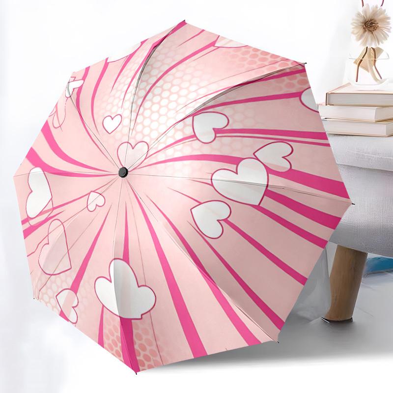 

1pc Heartburst Pattern Automatic Folding Umbrella - 8-Rib Durable Iron Frame, Compact Portable for Daily Travel yy251205050