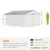 13 x 11 pés Galpão de Armazenamento de Metal para Jardim Galpão de Armazenamento Externo com Kit de Fundação Ventilação e Portas, Cinza Claro
