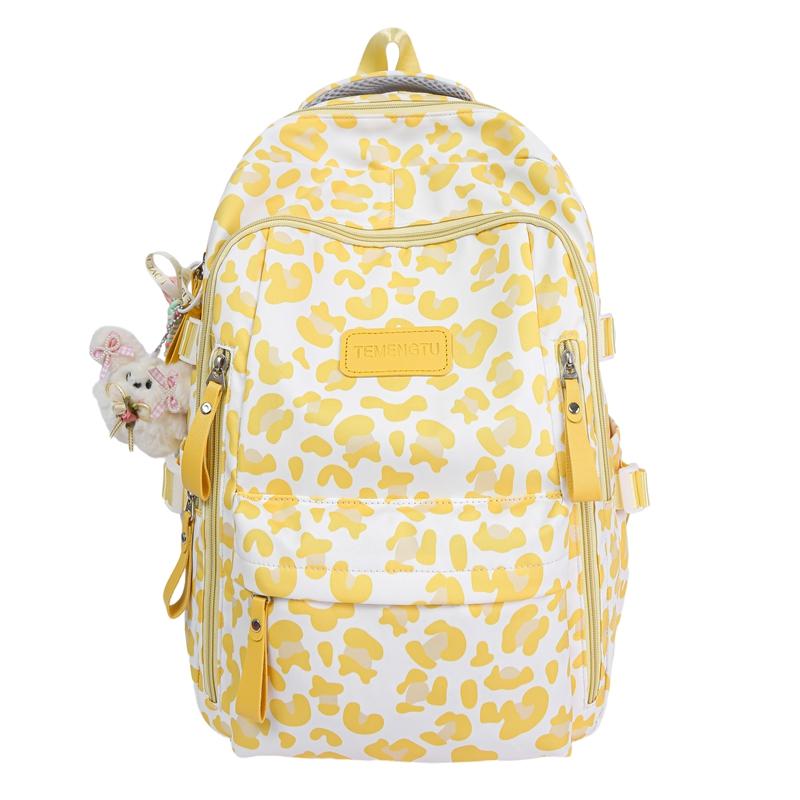 Leopard Print Backpack Junior High School Student Lightweight Schoolbag Girl's Large Capacity Backpack