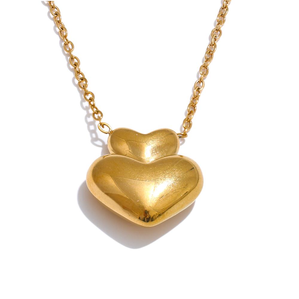 

Yhpup Fashion New Heart Love Golden Pendant Drop Necklace O Link Chain Collar Wholesale Jewelry Trendy New