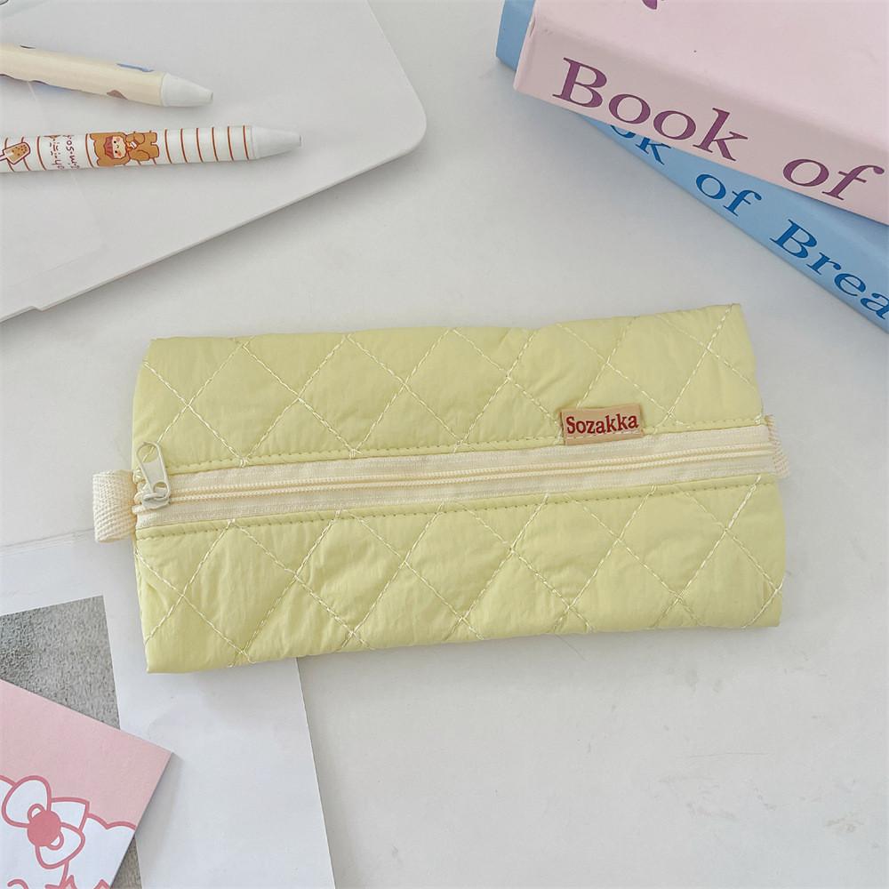 Student Pencil Case Soft Fabric With Zipper For Girls And School Supplies