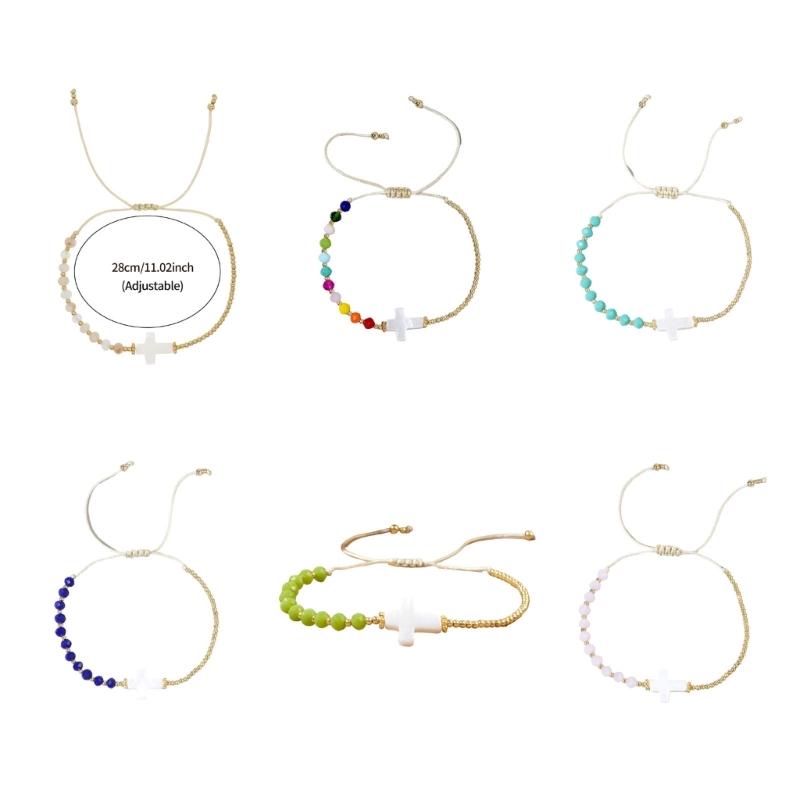 Bohemian Crucifix Beaded Bracelet Wrist Chain With Multicolor Crystal Beads For Women Handmade Jewelry