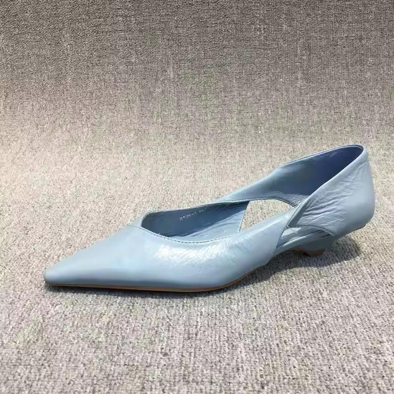 Fashion Women Low Heels Pu Leather Sandals 2025 New Spring Autumn Fashion Shoes Pumps Shallow Pointed Toe Designer Dress Party Mujer