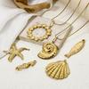 1 Piece Seahorse Animal Shell 3D Charms 304 Stainless Steel Ocean Jewelry Pendants 18K Real Gold Plated Pendant for DIY Jewelry