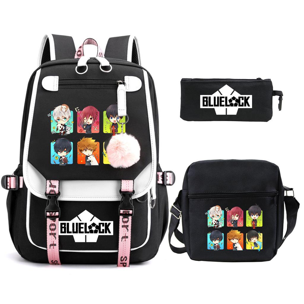 Trend Campus Primary And Secondary School Student School Bag Blue Prison Blue Lock Peripheral Animation Backpack Pencil Bag