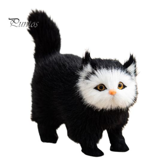

Імітація плюшевого кота Орнамент Пухнасте кошеня Іграшка зі штучного хутра Кіт Лялька Настільний орнамент для домашньої кімнати Офісний декор Подарунок дітям чорний