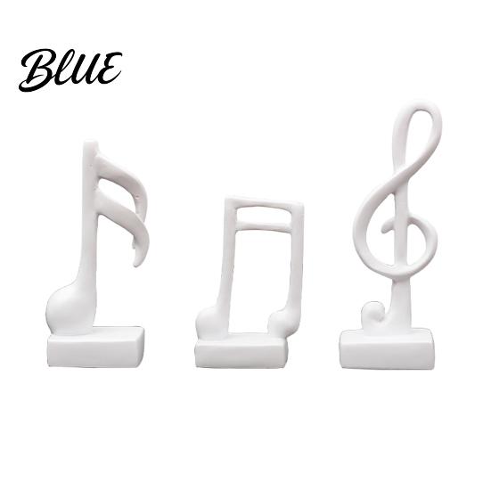 Black Resin Music Figurine 3Pcs Minimalist Note Sculpture Treble Clef & Eighth Quarter