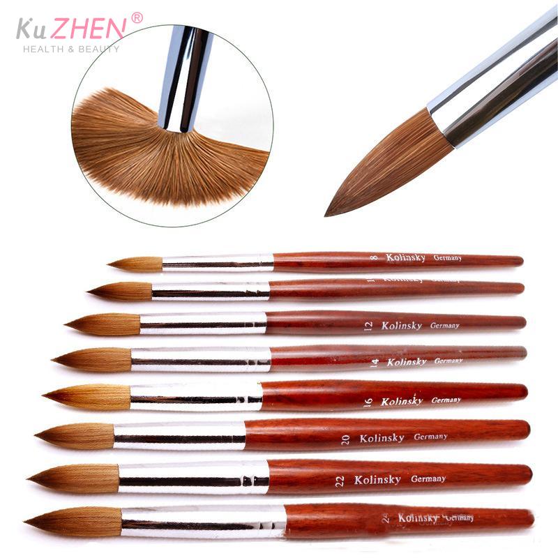 Acrylic Nail Brush Red Wood Handle Gel Builder Manicure Brush Nail Art Tools Nail Salon Size 8-24