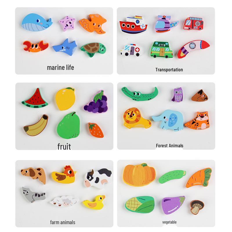3D Animal & Fruit Theme Puzzle Blocks for Early Education - Creative Jigsaw for Kindergarten & Baby Learning