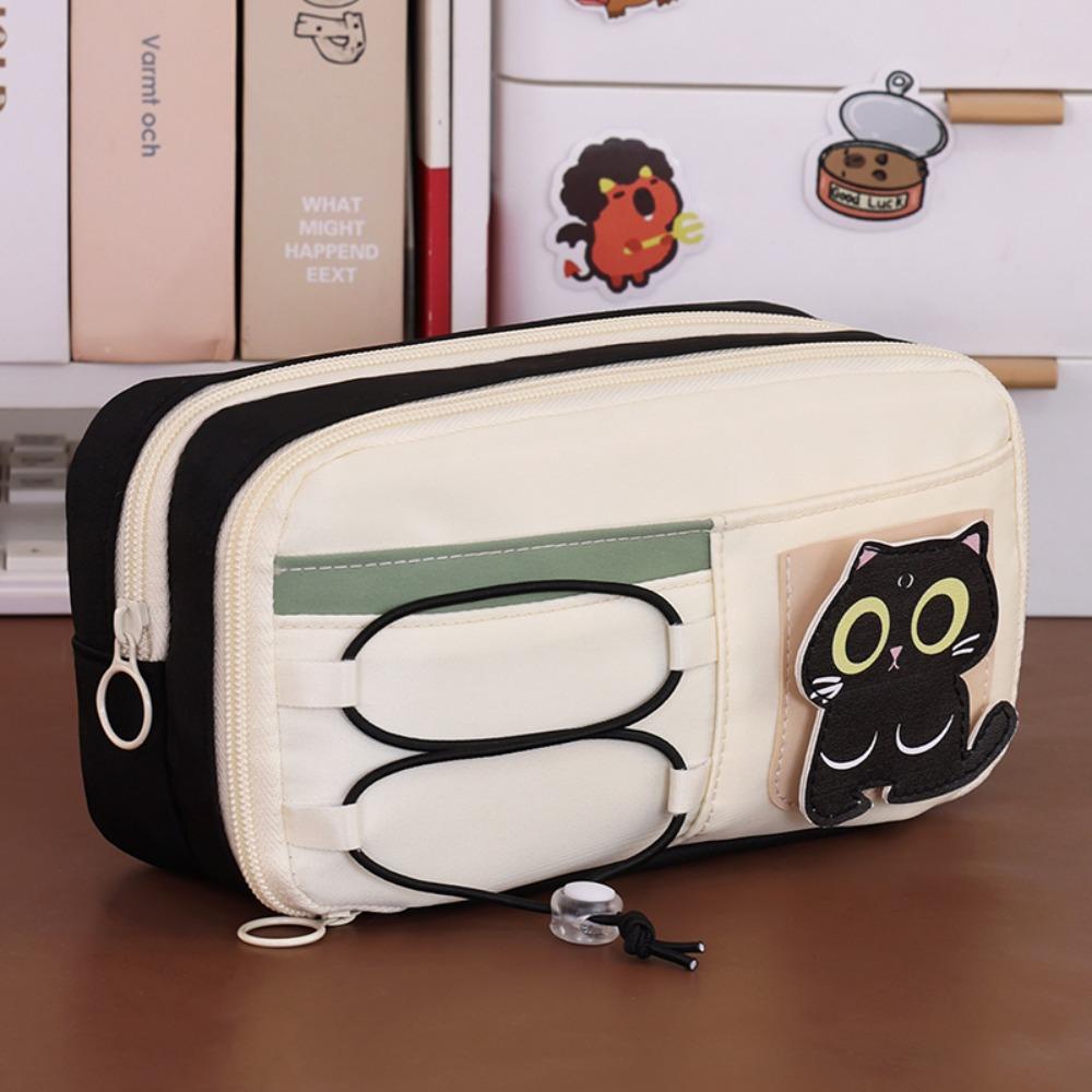 

Новая черная сумка-пенал большой вместимости, портативный органайзер для канцелярских принадлежностей, многослойный органайзер для канцелярских принадлежностей, для студентов