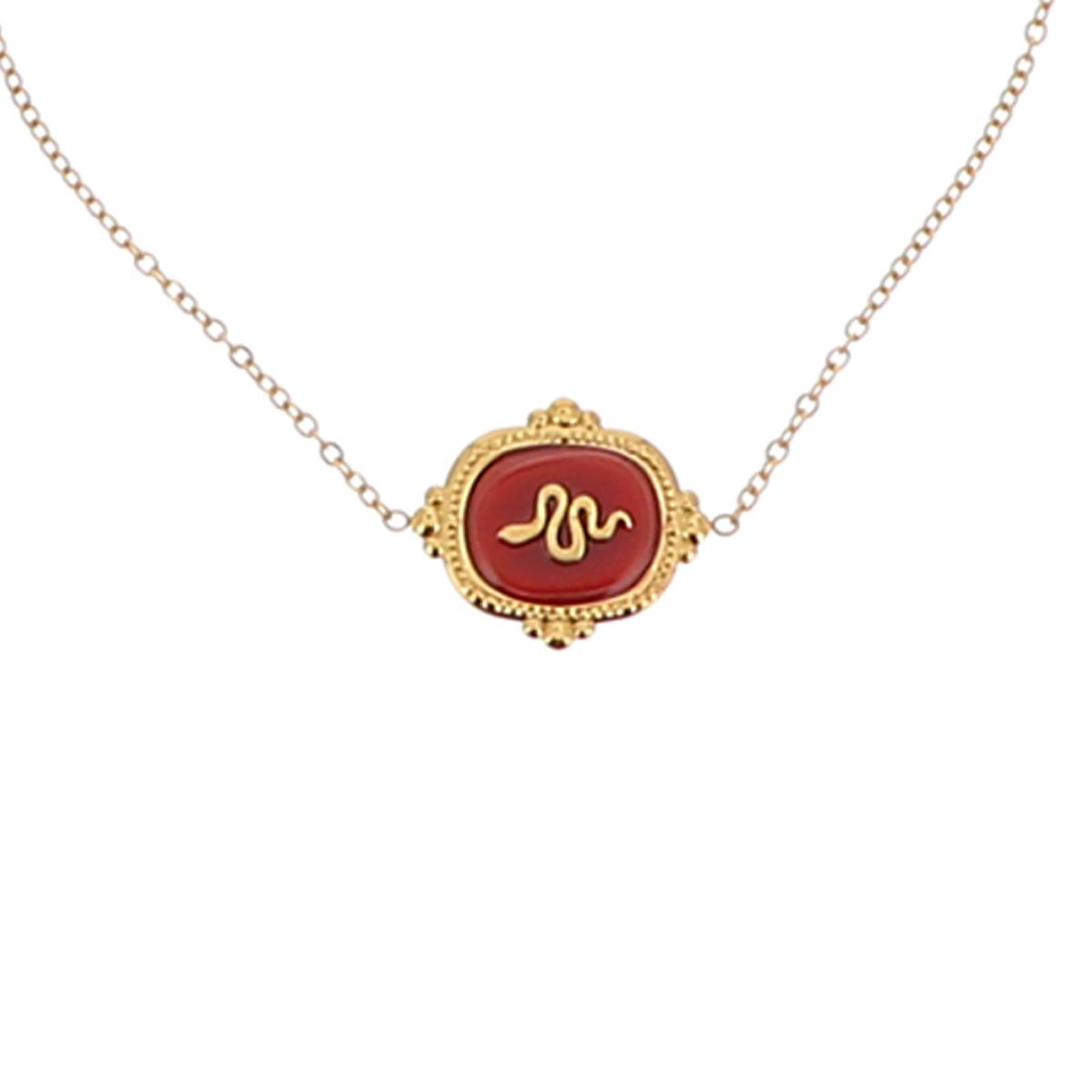 

Les Trésors De Lily [R4501] - Bracelet créateur Acier Cléopatra rouge doré - 15x13 (serpent)