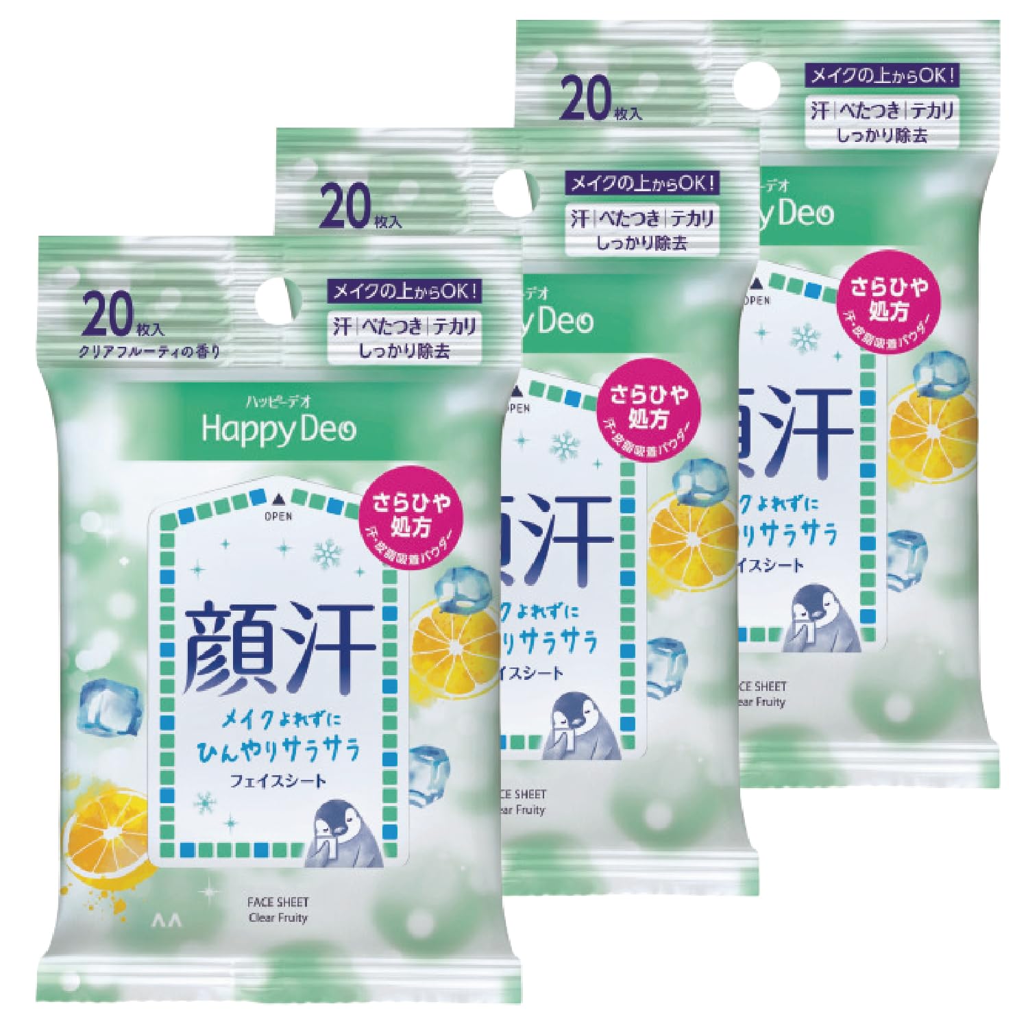 

MANDOM Happy Deo Face Sheet be used over Clear Fruity 20 sheets x 3 [Can makeup]