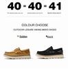 Men's Casual Thick-Soled Leather Lace-Up Boat Shoes, Size 46