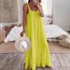 Women's Summer Casual Loose Dress Tie Shoulder Sleeveless Square Neck Maxi Dress A-Line Ruffle Flowy Beach Sundress