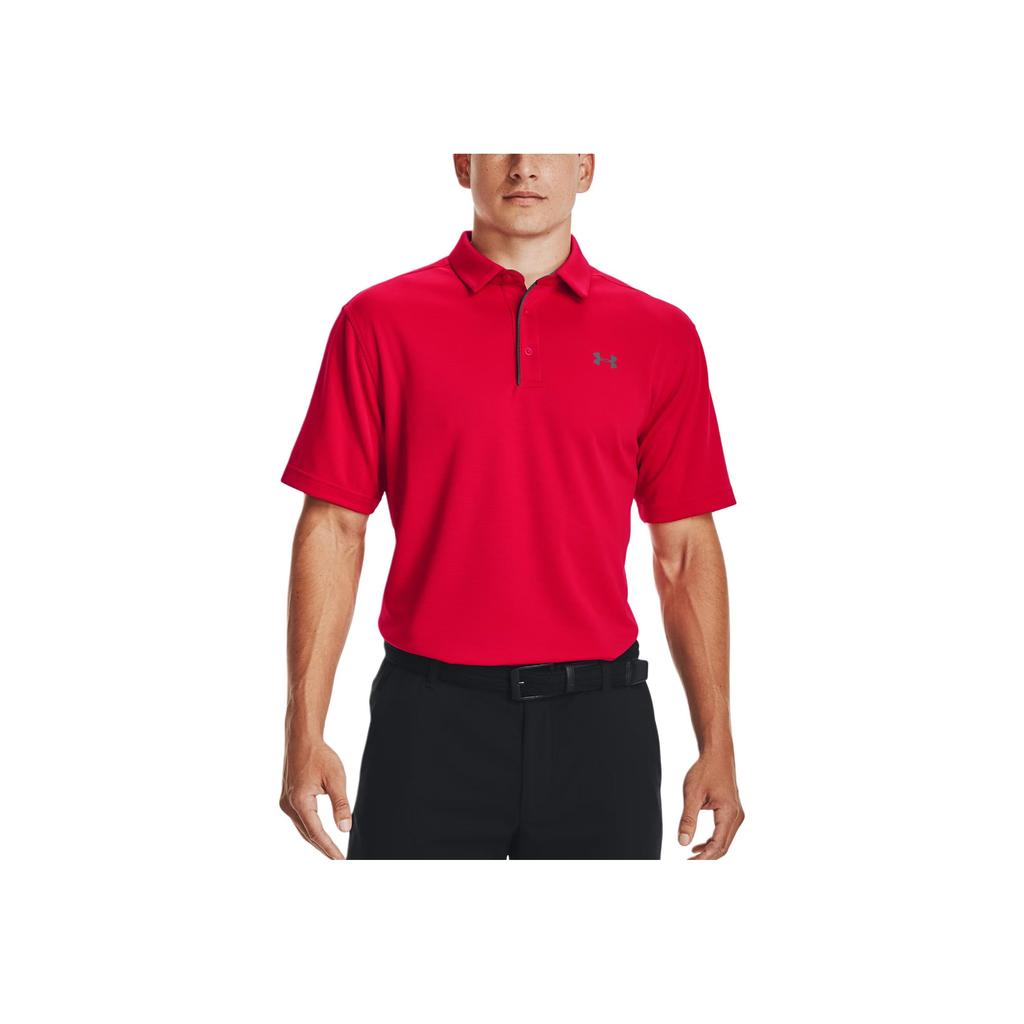 Under Armour Loose Fit Solid Color Printed Square Neck Polo Shirt Men tops Red 1290140-600