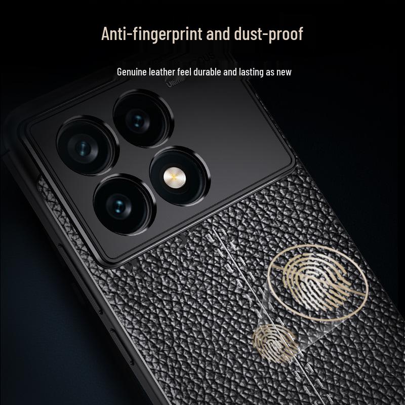 Redmi Note 15 Pro/K80 Pro Leather Texture Soft Case - Plain Leather Protective Cover