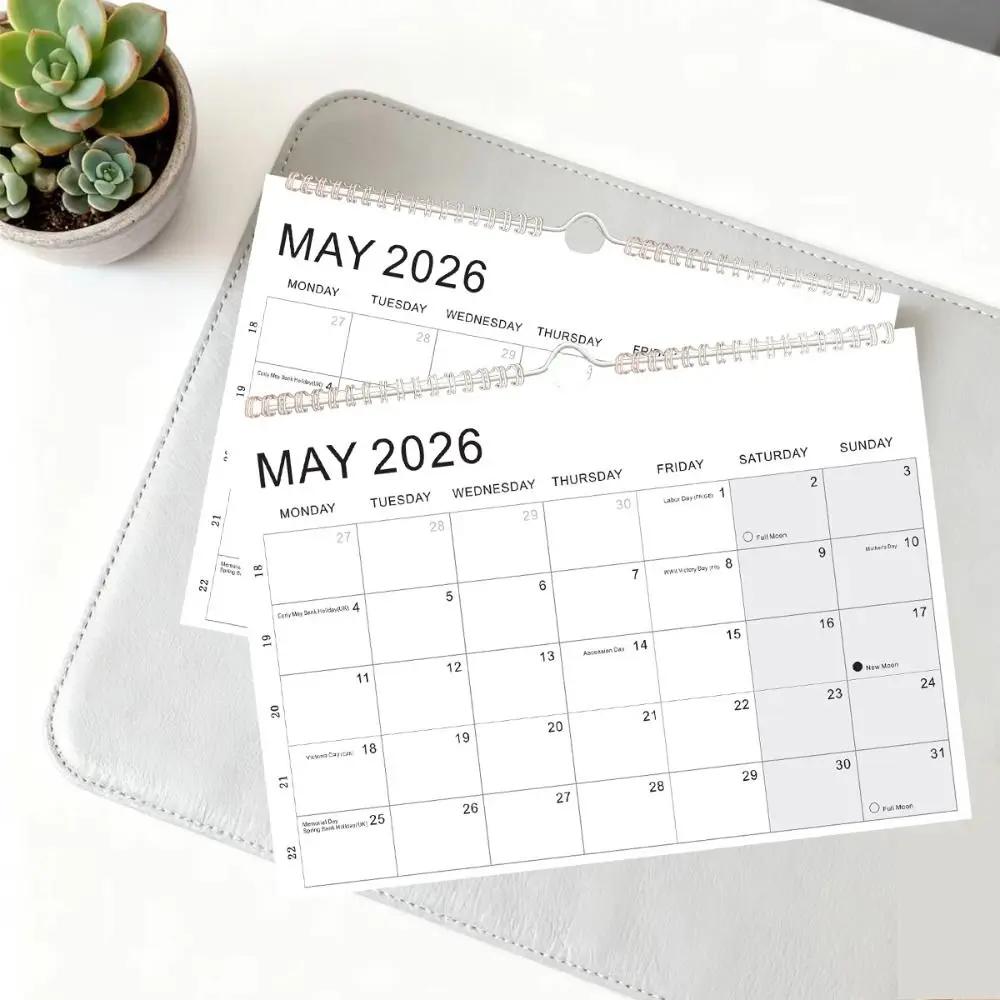 New Jan. 2026 - Jun. 2027 2026 Calendar with Hook Holidays Marked Wall Calendar Thick Paper Colorful Hanging Calendar Office