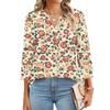 Women's T Shirt Print Button 3/4 Sleeve Daily Weekend Fashion Basic V- Neck Regular Top