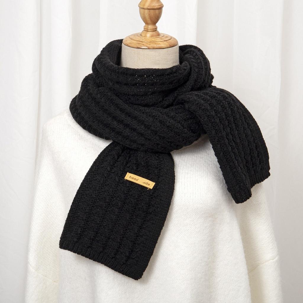 Autumn and winter female Korean version solid color wool scarf warm student cute couple Internet celebrity male versatile knitted scarf
