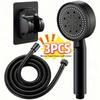 3pc Luxurious Pressurized Handheld Shower Head - 5 Modes Adjustable Water Output, Thermostatic Control, Polished Finish, Hanging