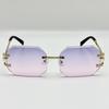 Vintage Rimless Sunglasses Hip Hop Style Pc Frame Unisex Sunglasses Uv400 Protection Polygon Design Trendy Sunglasses Unisex