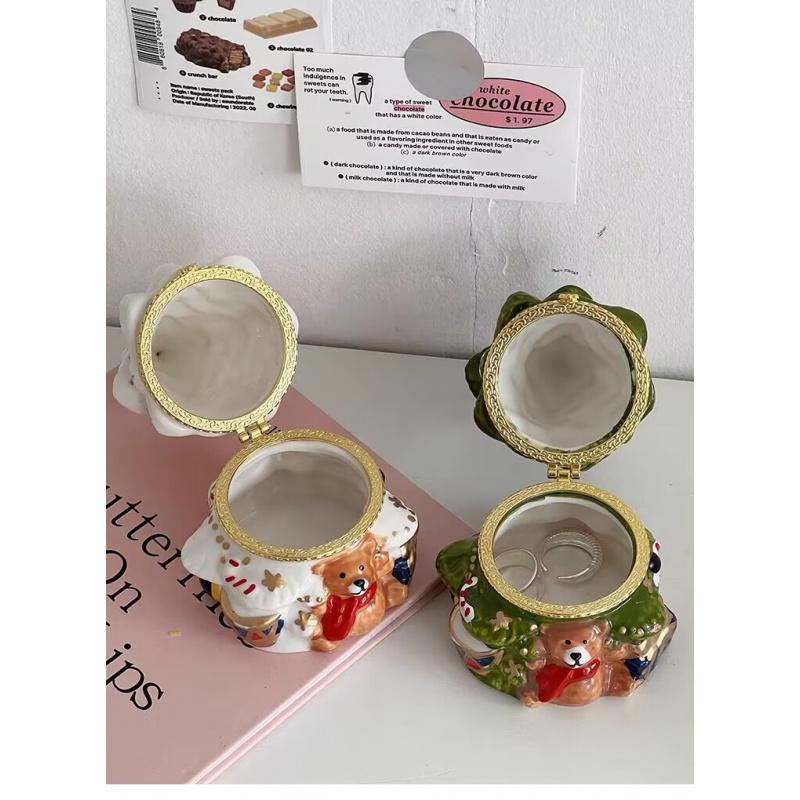 Christmas Tree Jewelry Trinket Box Fine Craftsmanship Creative Treasure Case Candy Box Suitable for Holiday Parties Desk