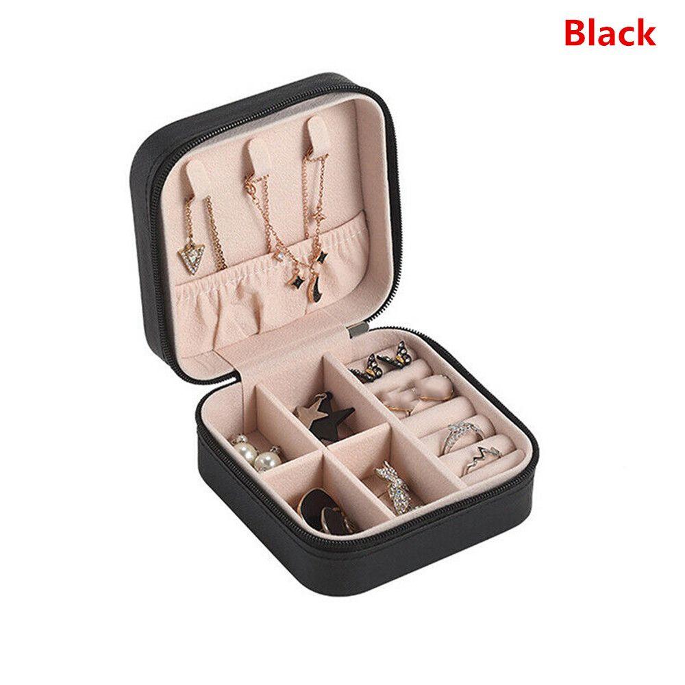 Fashion Portable Travel Leather Ring Case Jewelry Storage Jewellery Box