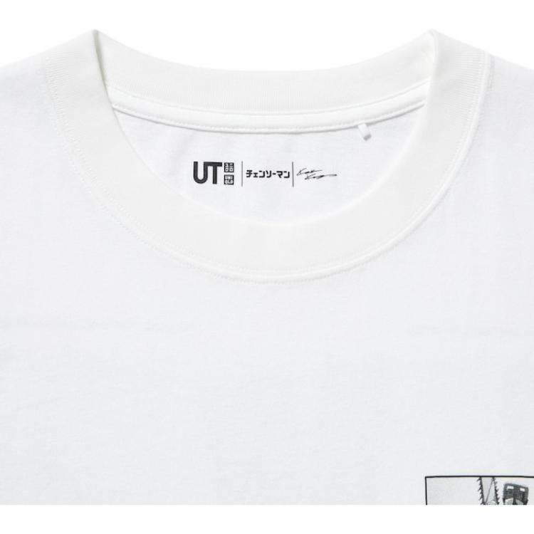 UNIQLO Chainsaw Man Collaboration Series Back Character Graphic Letter Print Short Sleeve T-Shirt Unisex Tops White 467422-00