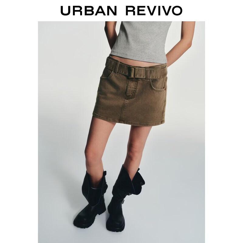 Women s Fashion Belted Washed Denim Mini Skirt S