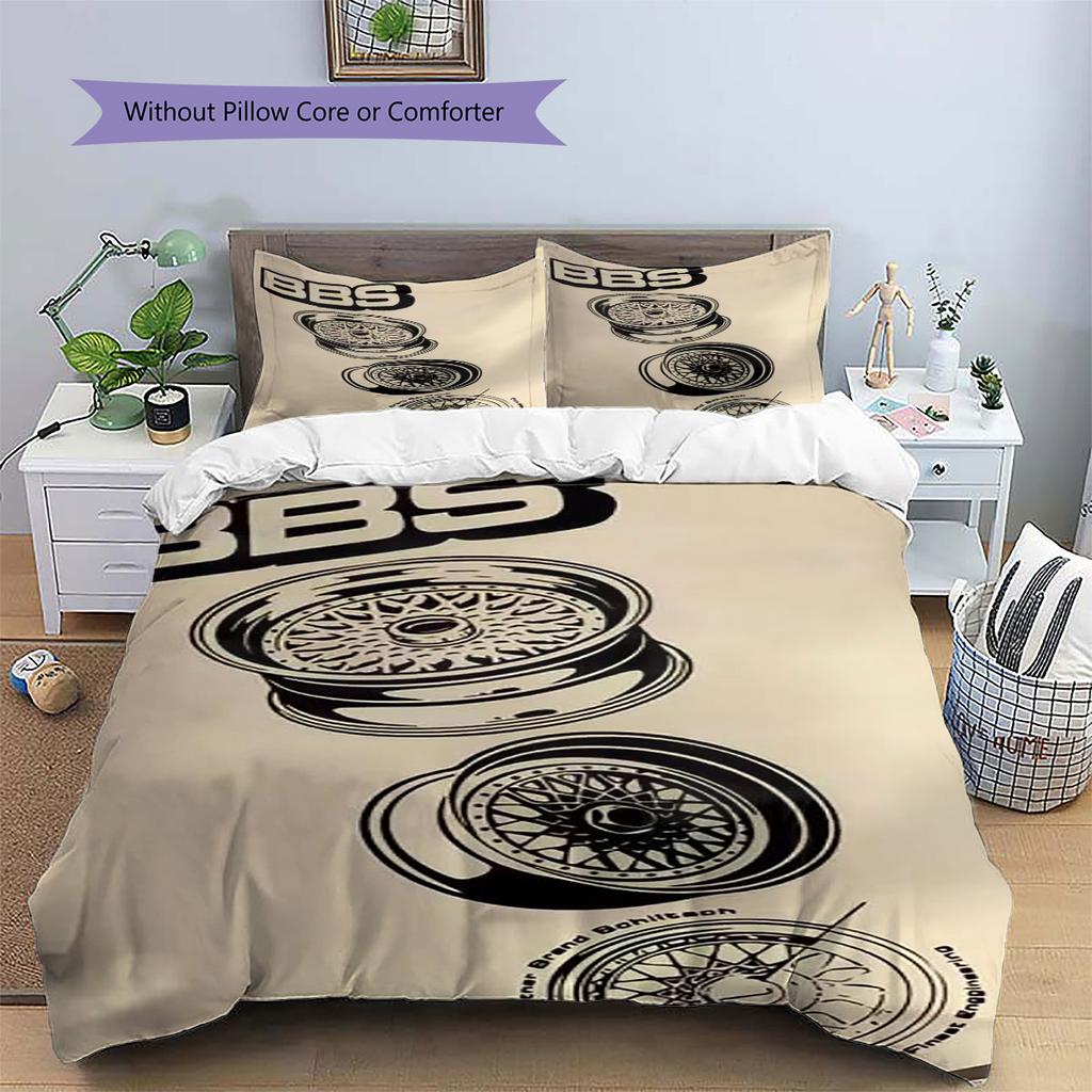BBS Pattern Bedding,Quilt Set Quilt Cover Pillowcase Home Birthday Gift(1 * Duvet Cover + 2 * Pillowcase, Without Core)