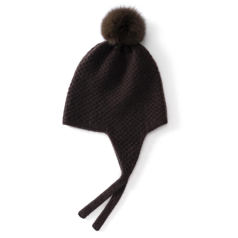Autumn and winter new cashmere hat European and American big fox hairball hundred bags head warm ear protection cold knitting