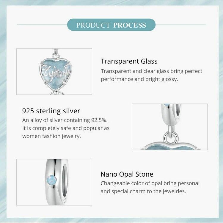 WOSTU 925 Sterling Silver Openable Heart-shaped Balloon Charms Forever Love Pendant Fit Original Bracelet for Valentine's Gift