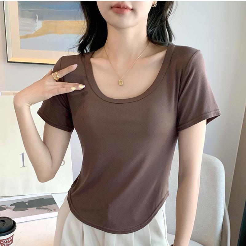 White Short Sleeved T-shirt for Women In Spring Summer Thin Cut Inner Layer Bottom Layer Outer Layer Short Top