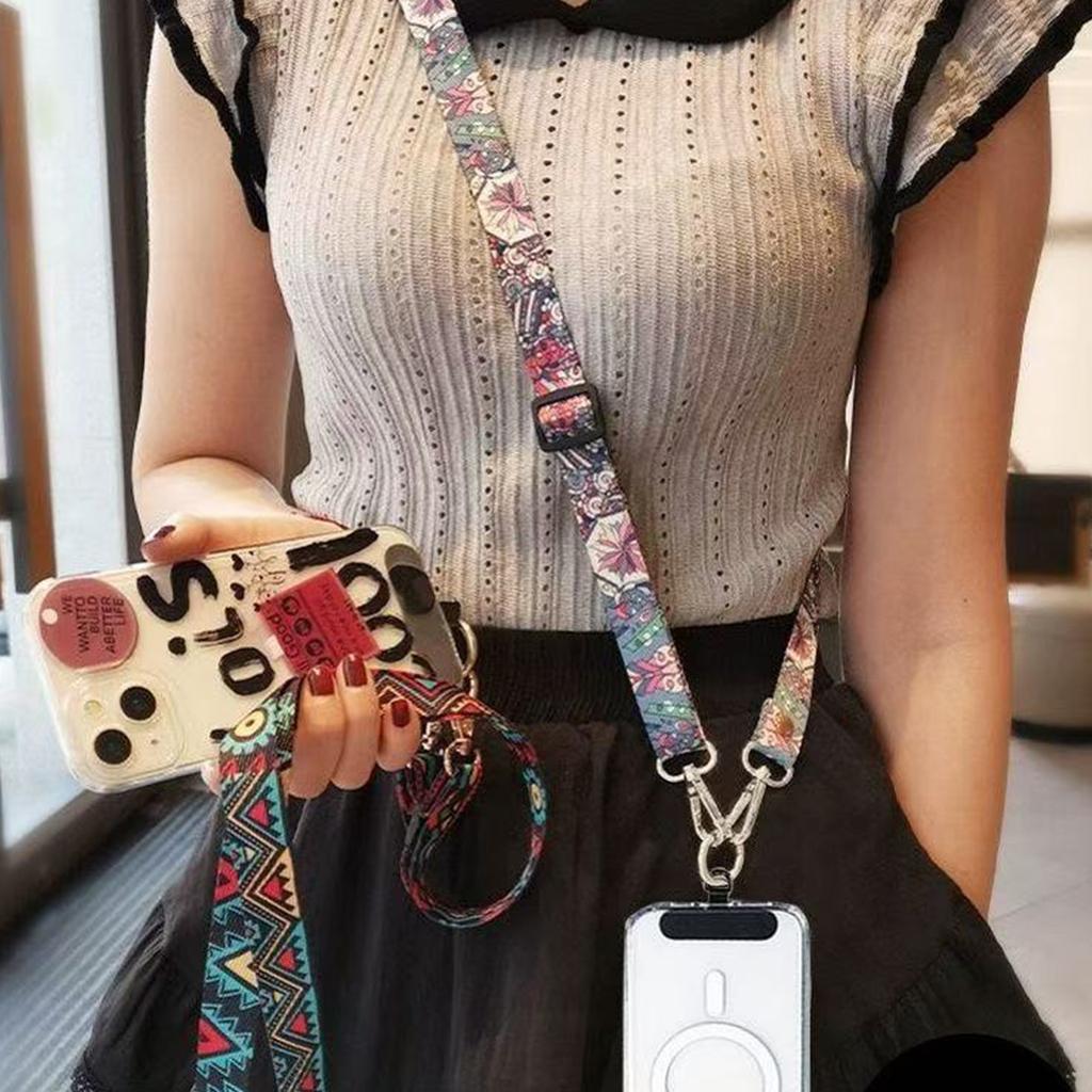 Verbesserte Version Retro-Muster Diagonales Band Verstellbar Handy Langes Lanyard Zum Aufhängen am Hals Um Verlust zu Verhindern Seil