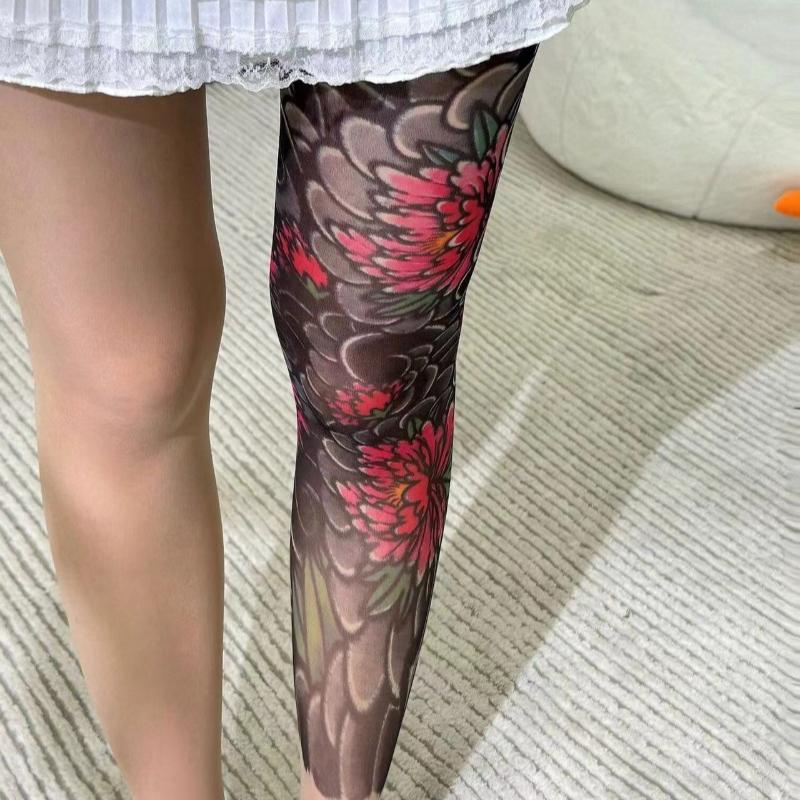 Flower leg leggings, women's thin design, anti hook silk, niche creative, bare leg artifact, sexy spicy girl pantyhose