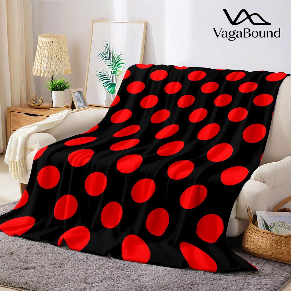 Red Polka Dot Flannel Blanket Warm Soft Halloween Christmas Decorative Couch Warm Cozy All-Season Gift