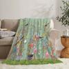 Classical Oil Painting Color Matching Flower and Bird Pattern Flannel Blanket Full of Printed Color Matching That Combines Class