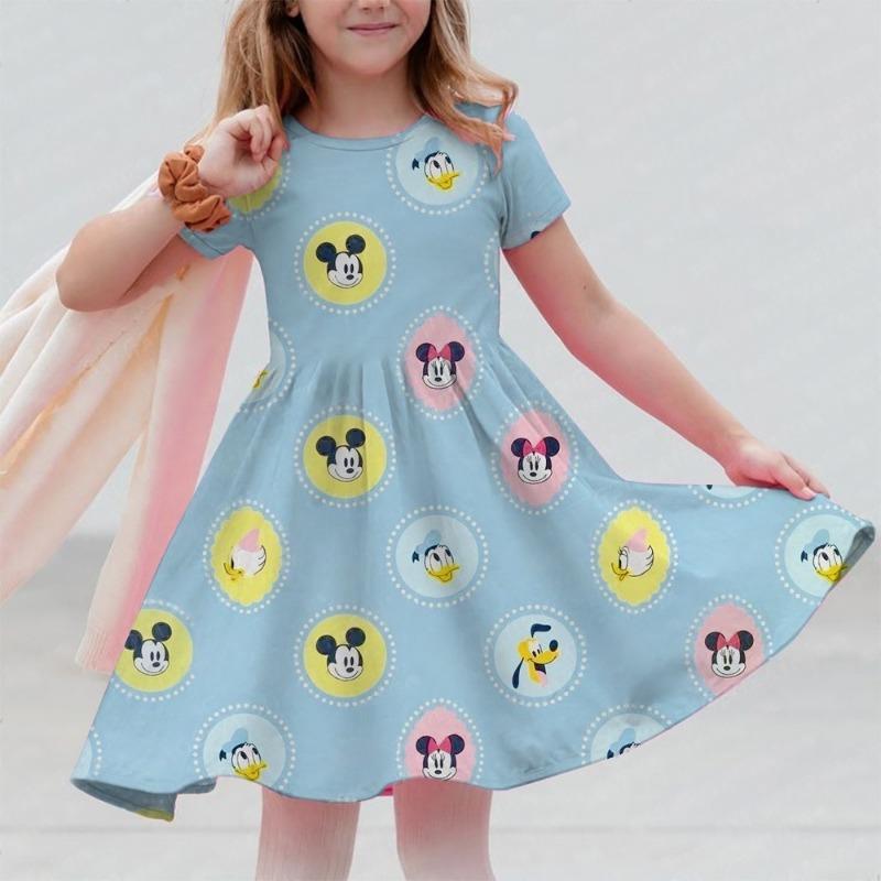 

M-ickey And M-innie Print Summer Dress Kids Girl Clothes Sweet 110
