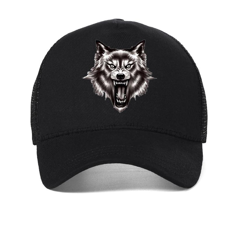 Ferocious wolf baseball caps men animal wolf Mesh Snapback cap visor hats for women Hip Hop Hat Cotton solid color trucker bone
