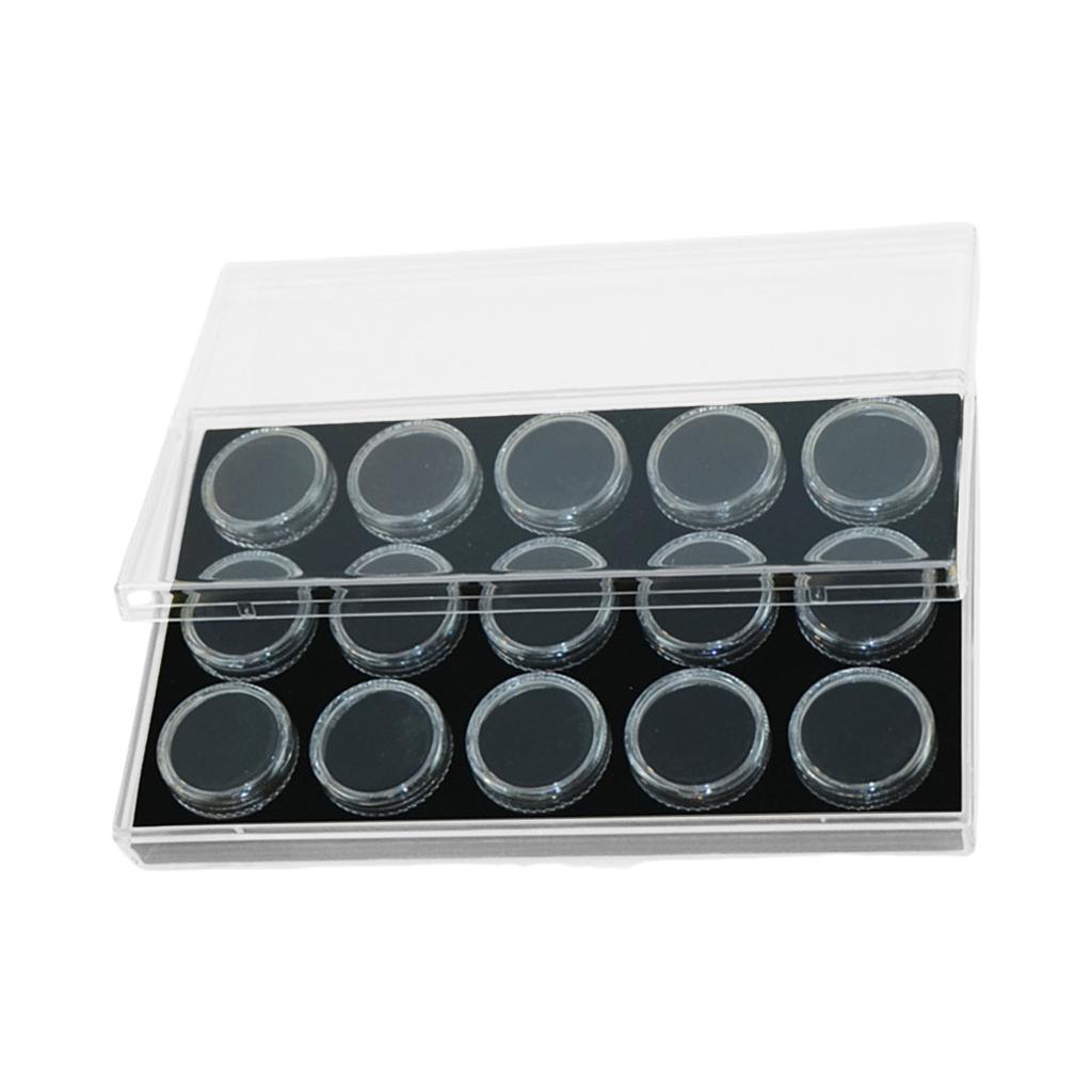 15pcs Gemstone Display Box Small Round Acrylic Containers for Loose Diamonds and Colored Gems with Velvet Foam