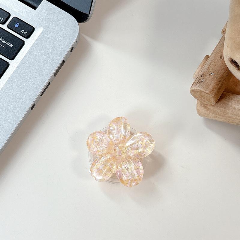 Color Sequins, Three-Dimensional Flowers, Mobile Phone Airbag Holder, Magnetic Telescopic Ring, Suitable For Magsafe Desktop Watching Dramas