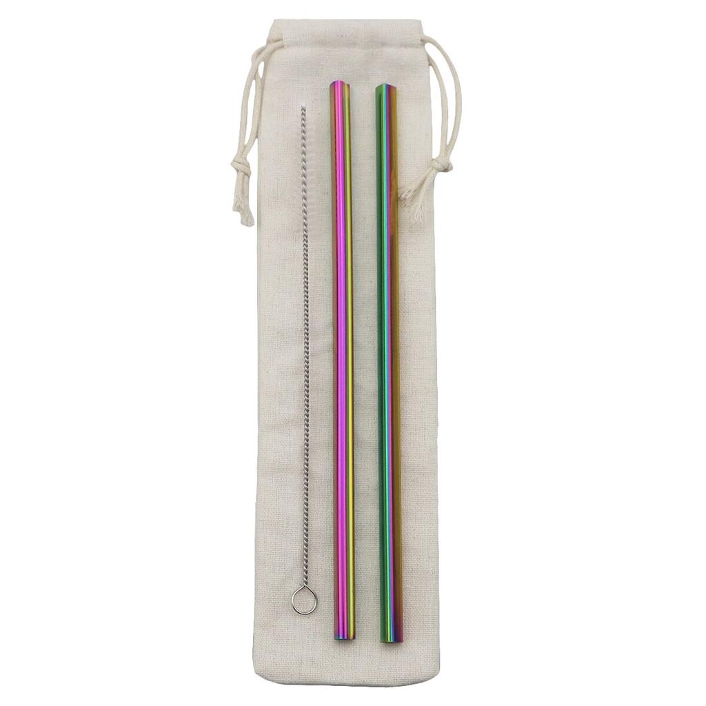 Metallhalm Gjenbrukbart sugerørsett 304 rustfritt stål sugerør rett sugerør med renere børste Festbartilbehør