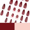 Simple Red Atmospheric Wearable Manicure, Advanced Sense Wearable Nail Film, Short Almond Flower Fake Nail